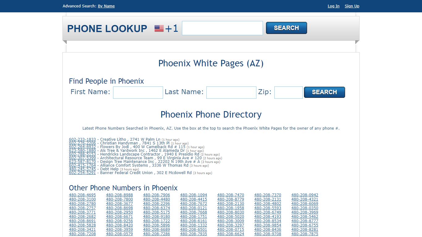 Phoenix White Pages - Phoenix Phone Directory Lookup